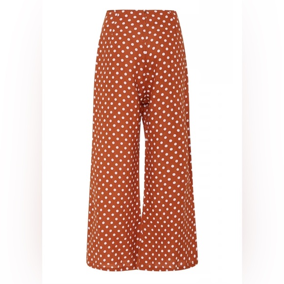 Faithfull the Brand Polka dot rust white linen high waist cropped wide leg pants - Picture 8 of 14